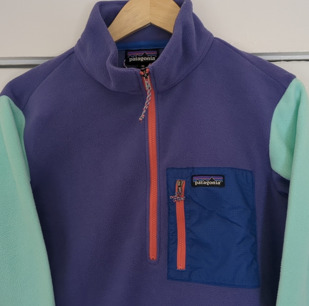 Patagonia Microdini 1/2 Zip Pullover Women's XS Colorblock Mock Neck - Picture 2 of 10